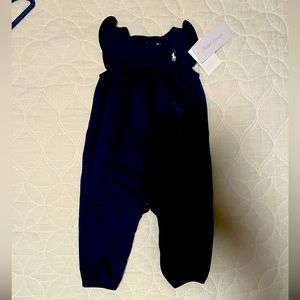 NWT - Ralph Lauren Baby Navy Ruffle Sleeve Coverall